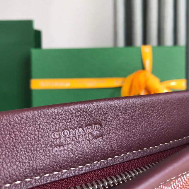CONTI POUCH 24 IN WINE RED LAMBSKIN AND GOYARDINE CANVAS