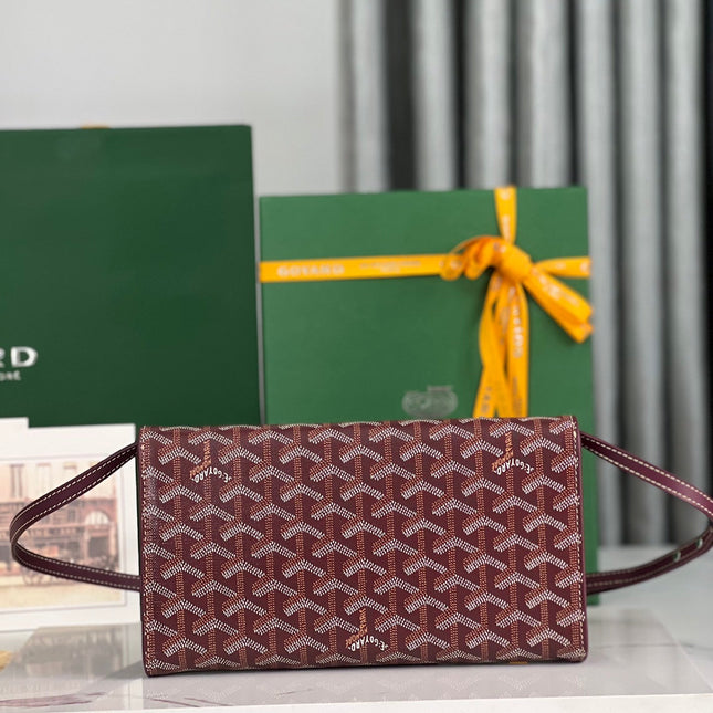 MONTE-CARLO PM CLUTCH 25 IN WINE RED GOYARDINE CANVAS