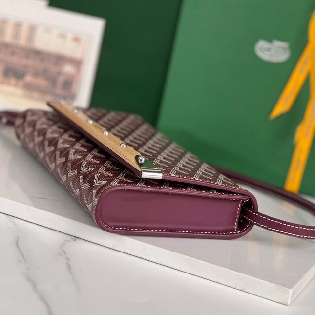 MONTE-CARLO PM CLUTCH 25 IN WINE RED GOYARDINE CANVAS