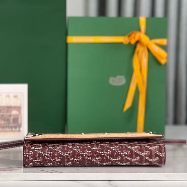 MONTE-CARLO PM CLUTCH 25 IN WINE RED GOYARDINE CANVAS