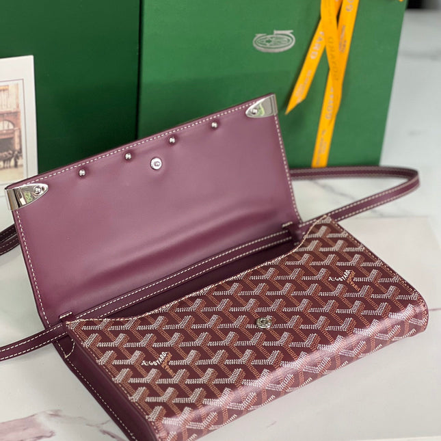 MONTE-CARLO PM CLUTCH 25 IN WINE RED GOYARDINE CANVAS