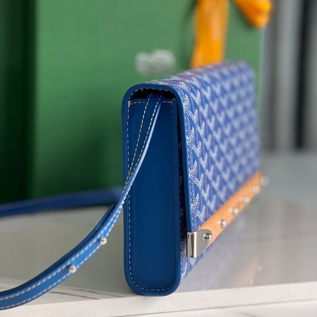 MONTE-CARLO PM CLUTCH 25 IN SAPPHIRE BLUE GOYARDINE CANVAS