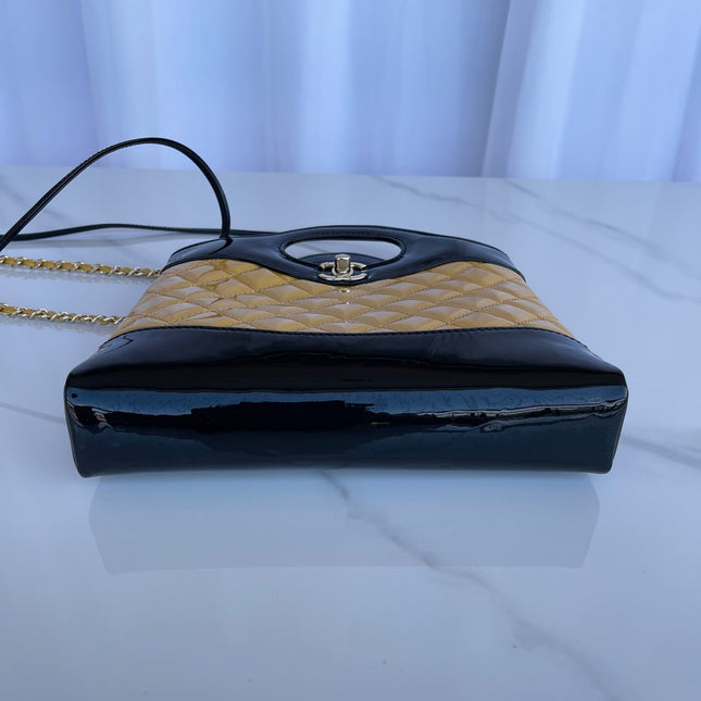CC MINI 23 SHOPPING BAG IN GLOSSY BLACK MIX MUSTARD YELLOW CALFSKIN