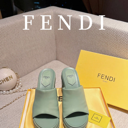 FENDI BAGUETTE WEDGE PLATFORM  85MM IN SEAFOAM GREEN CALFSKIN