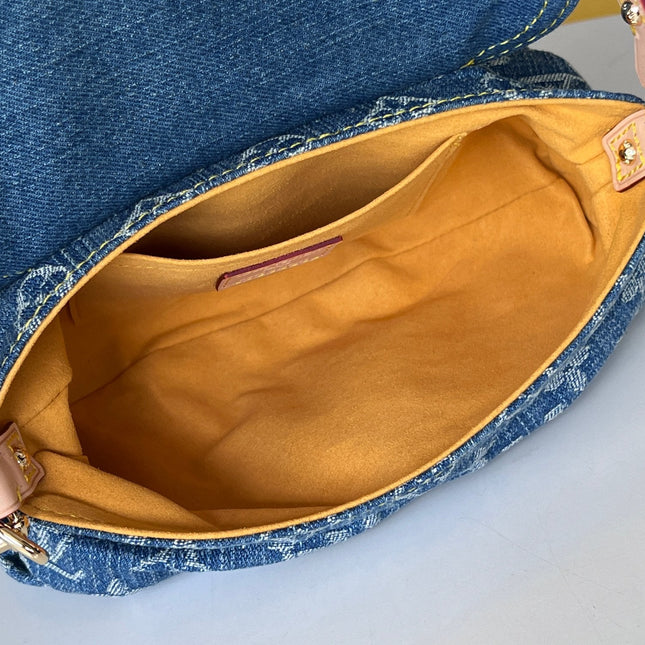 LV 25S PLEATY BAG 26 IN BLUE MONOGRAM DENIM GOLD HARDWARE