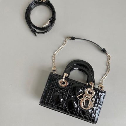 MINI D-JOY BAG 17 IN BLACK LAMBSKIN