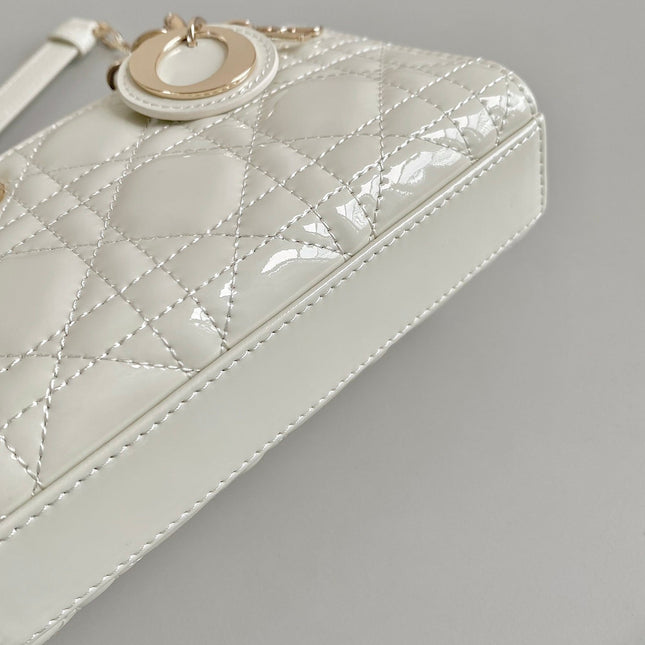 MINI D-JOY BAG 17 IN WHITE LAMBSKIN