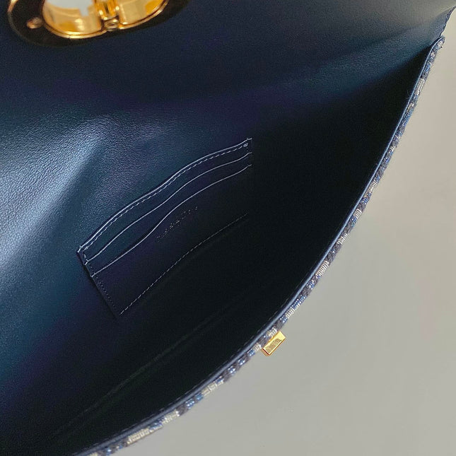 CD 30 CLUTCH BAG IN BLUE OBLIQUE JACQUARD