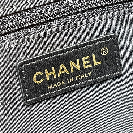 25S CHANEL QUILTED CAVIAR BOWLING BAG 27 IN BLACK CALFSKIN
