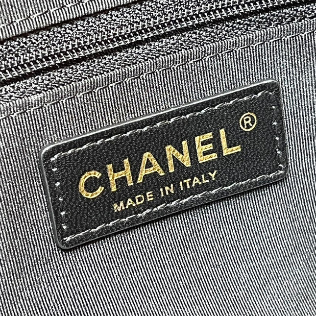 25S CHANEL QUILTED CAVIAR BOWLING BAG 27 IN BLACK CALFSKIN