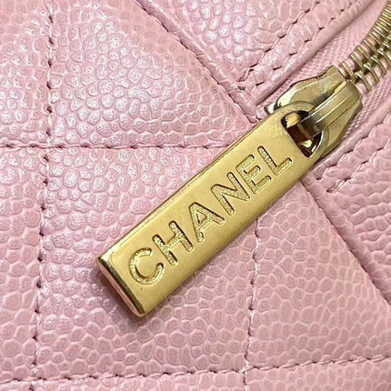 25S CHANEL QUILTED CAVIAR BOWLING BAG 27 IN PINK CALFSKIN