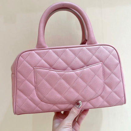 25S CHANEL QUILTED CAVIAR BOWLING BAG 27 IN PINK CALFSKIN