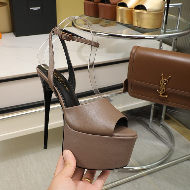 SL SUPER HIGH HEELS SANDAL ASH BROWN CALFSKIN
