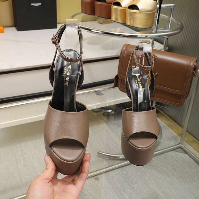 SL SUPER HIGH HEELS SANDAL ASH BROWN CALFSKIN