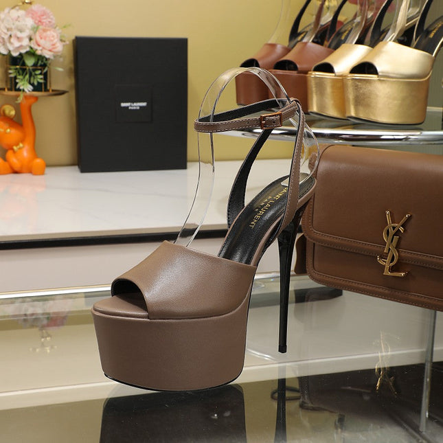 SL SUPER HIGH HEELS SANDAL ASH BROWN CALFSKIN