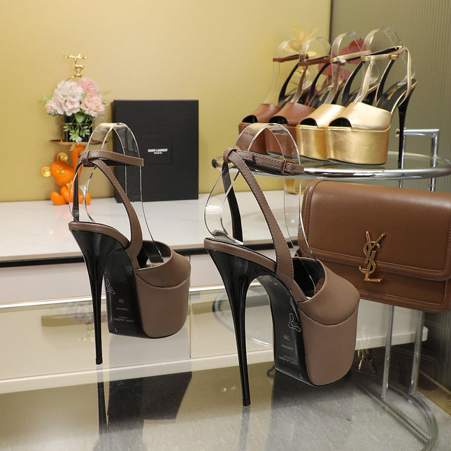 SL SUPER HIGH HEELS SANDAL ASH BROWN CALFSKIN