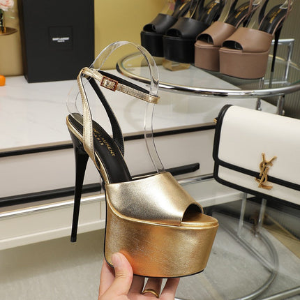 SL SUPER HIGH HEELS SANDAL METALLIC GOLD CALFSKIN