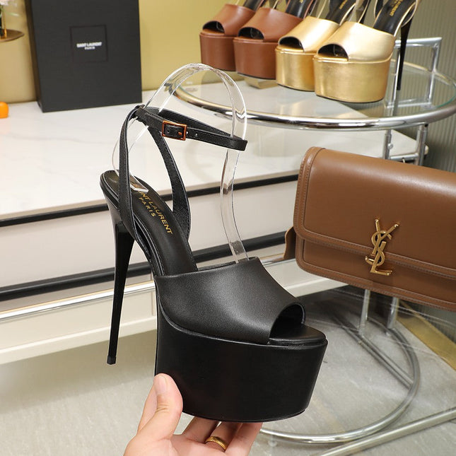 SL SUPER HIGH HEELS SANDAL BLACK CALFSKIN
