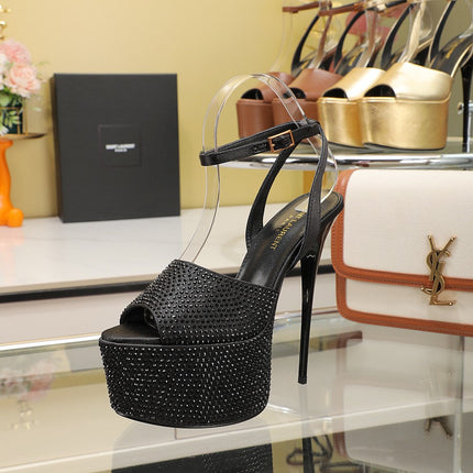 SL SUPER HIGH HEELS SANDAL BLACK SATIN-BLACK CRYSTAL