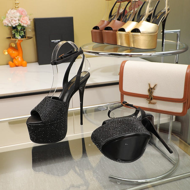 SL SUPER HIGH HEELS SANDAL BLACK SATIN-BLACK CRYSTAL