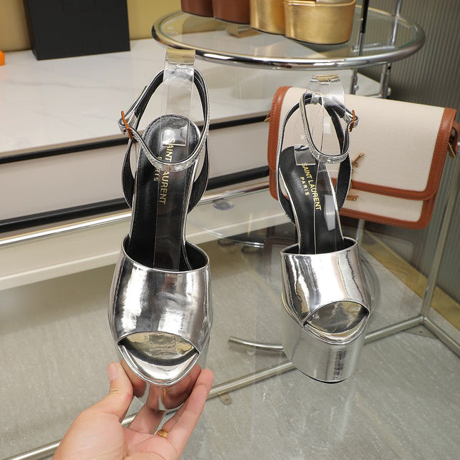 SL SUPER HIGH HEELS SANDAL SILVER CALFSKIN