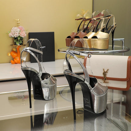 SL SUPER HIGH HEELS SANDAL SILVER CALFSKIN