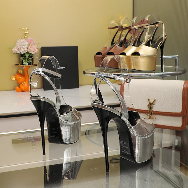 SL SUPER HIGH HEELS SANDAL SILVER CALFSKIN