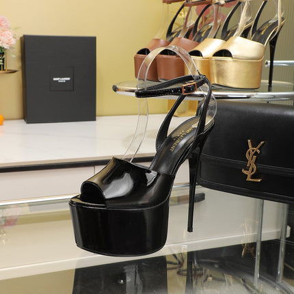 SL SUPER HIGH HEELS SANDAL GLOSSY BLACK CALFSKIN