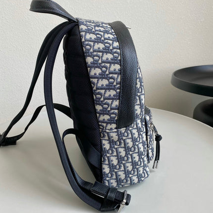 LARGE BACKPACK 42 BLUE OBLIQUE JACQUARD