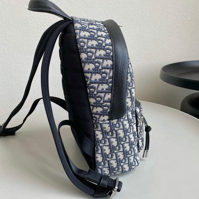 LARGE BACKPACK 42 BLUE OBLIQUE JACQUARD