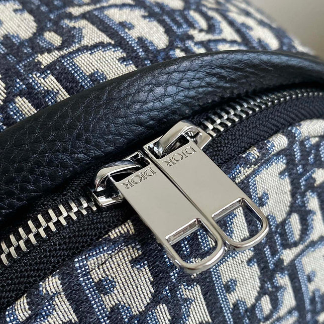 LARGE BACKPACK 42 BLUE OBLIQUE JACQUARD