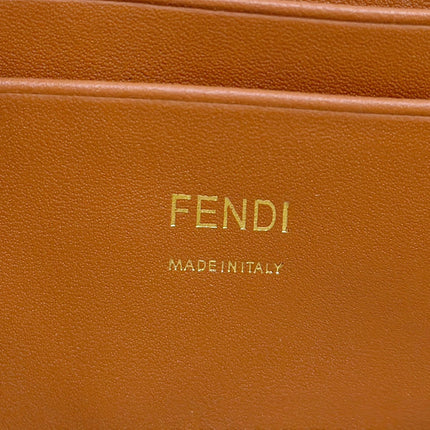 FENDI 19 BAGUETTE BAG IN FLAX YELLOW CANVAS WITH GOLD HARDWARE