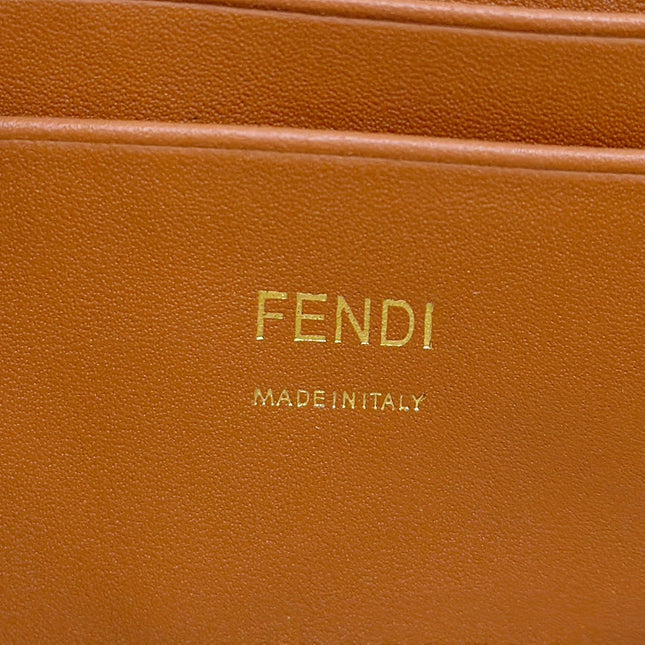FENDI 19 BAGUETTE BAG IN FLAX YELLOW CANVAS WITH GOLD HARDWARE