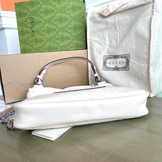 BLONDIE TOTE BAG 30 IN WHITE CALFSKIN SIVLER HARDWARE