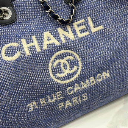 CC DEAUVILLE LARGE 38 TOTE BAG IN VIOLET PURPLE CANVAS WITH WHITE LOGO