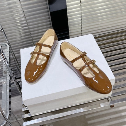 FLAT SANDALS WITH DOUBLE STRAP-DESIGN LEATHER CARAMEL BROWN