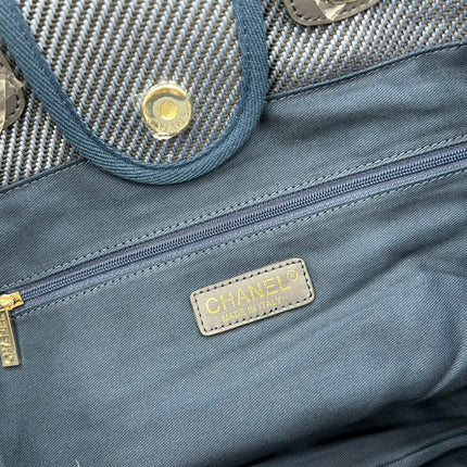 CC DEAUVILLE LARGE 38 TOTE BAG IN COBALT BLUE CANVAS
