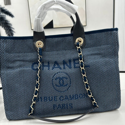 CC DEAUVILLE LARGE 38 TOTE BAG IN COBALT BLUE CANVAS