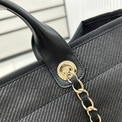 CC DEAUVILLE LARGE 38 TOTE BAG IN BLACK CANVAS