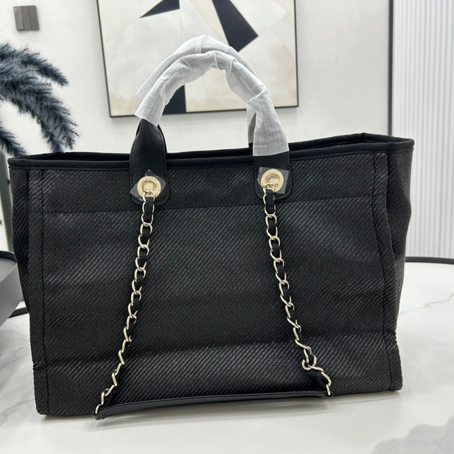 CC DEAUVILLE LARGE 38 TOTE BAG IN BLACK CANVAS