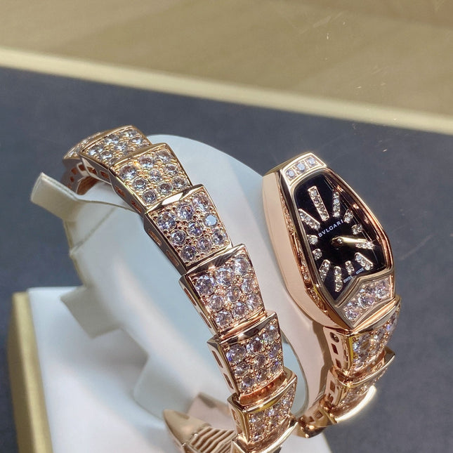 SERPENTI JEWELRY ALL ROSE GOLD WITH DIAMOND BLACK DIAL