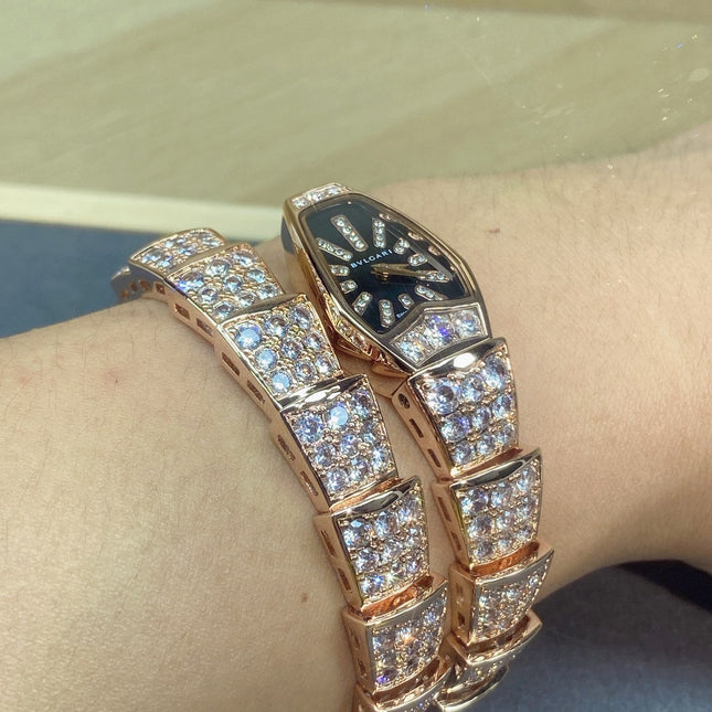 SERPENTI JEWELRY ALL ROSE GOLD WITH DIAMOND BLACK DIAL
