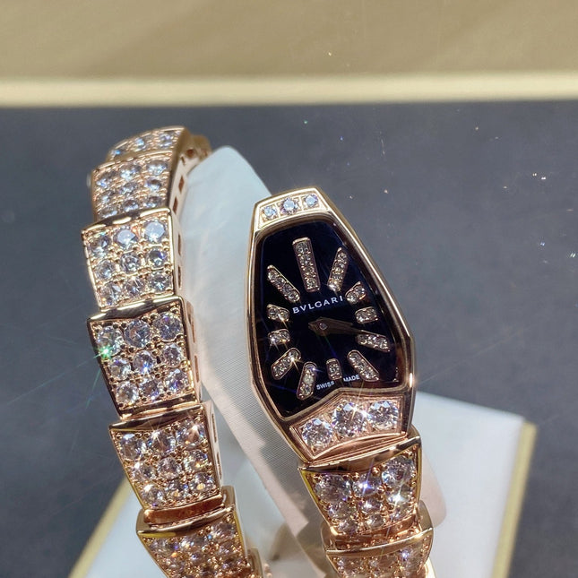 SERPENTI JEWELRY ALL ROSE GOLD WITH DIAMOND BLACK DIAL