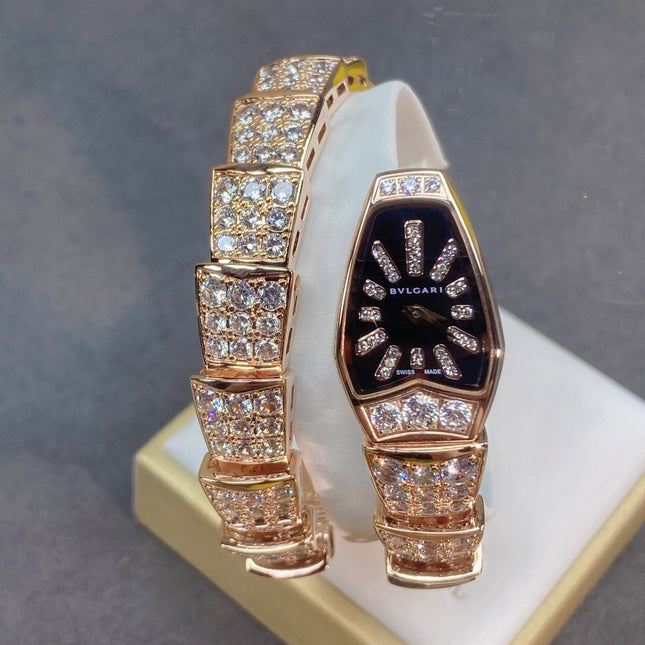 SERPENTI JEWELRY ALL ROSE GOLD WITH DIAMOND BLACK DIAL
