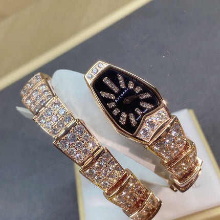 SERPENTI JEWELRY ALL ROSE GOLD WITH DIAMOND BLACK DIAL