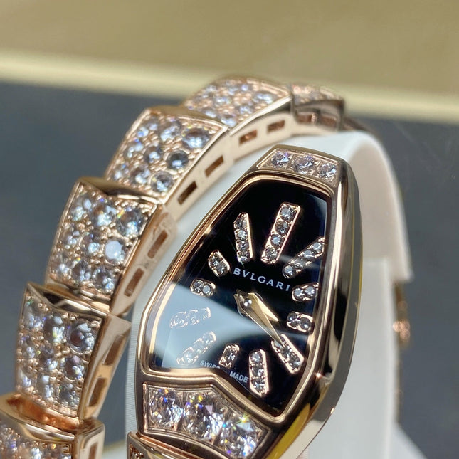 SERPENTI JEWELRY ALL ROSE GOLD WITH DIAMOND BLACK DIAL