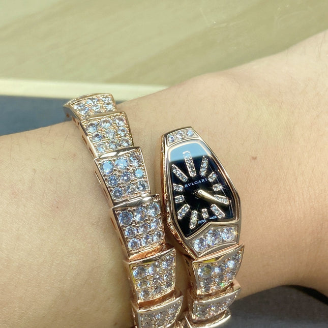 SERPENTI JEWELRY ALL ROSE GOLD WITH DIAMOND BLACK DIAL
