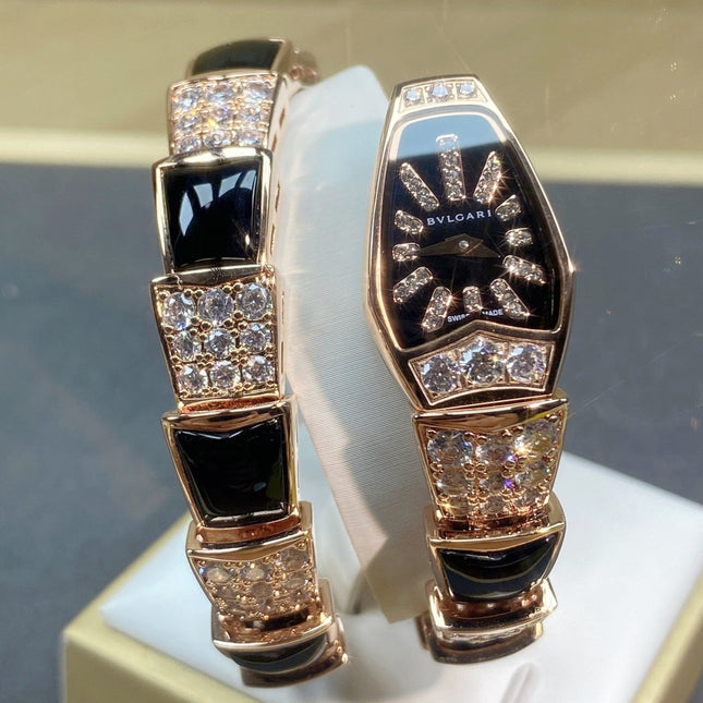 SERPENTI JEWELRY ROSE GOLD WITH DIAMOND CASE BLACK DIAL