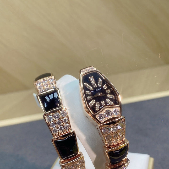 SERPENTI JEWELRY ROSE GOLD WITH DIAMOND CASE BLACK DIAL