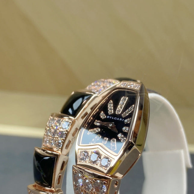 SERPENTI JEWELRY ROSE GOLD WITH DIAMOND CASE BLACK DIAL
